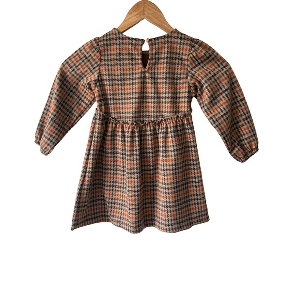 Zara Kids Tan Houndstooth Fall Dress 2/3 Years - Picture 2 of 5